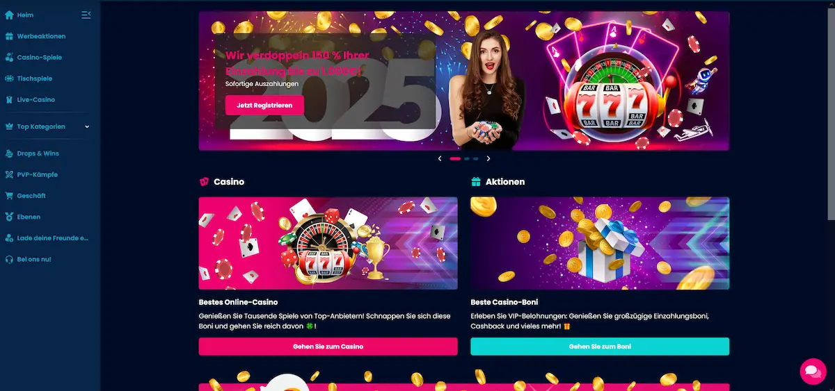 DelOro Casino Startseite – Spielauswahl und Willkommensbonus